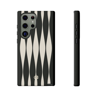 Black Tough Phone Case for Samsung - Ivory Spindle Grid