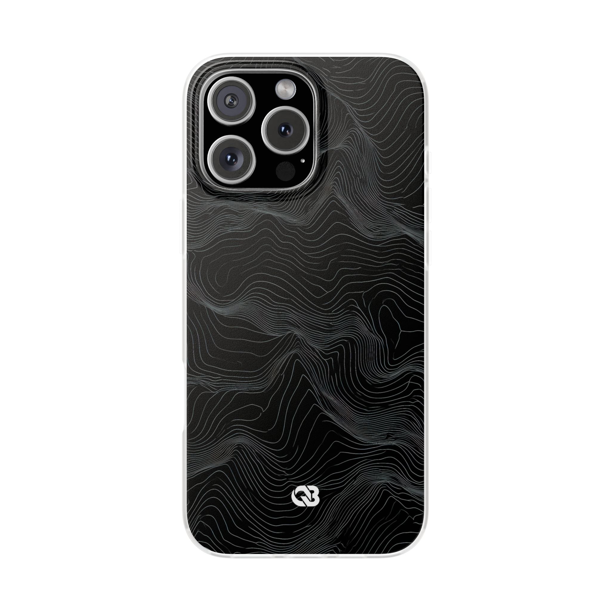 Black Lite Phone Case for iPhone - Obsidian Topo Wireframe