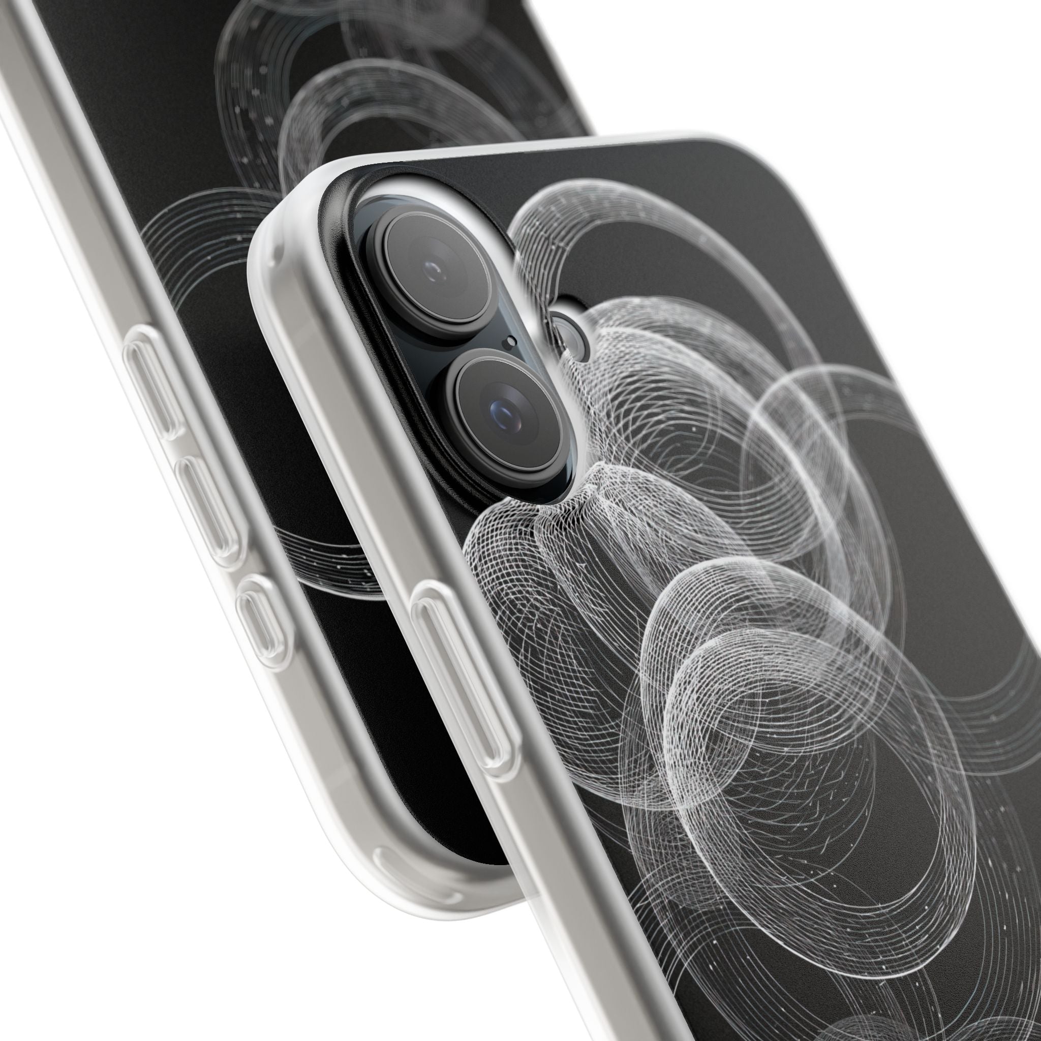 Black Lite Phone Case for iPhone - Kinetic Wireframe Orbit