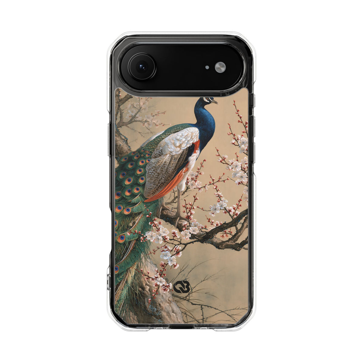 Imperial Peacock Blossom · Clear Impact Magnetic Phone Case for iPhone · Beige