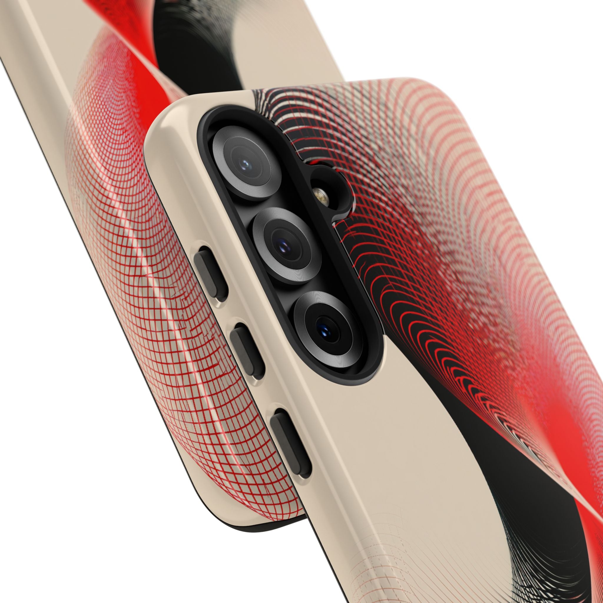 Red Tough Phone Case for Samsung - Crimson Grid Vortex