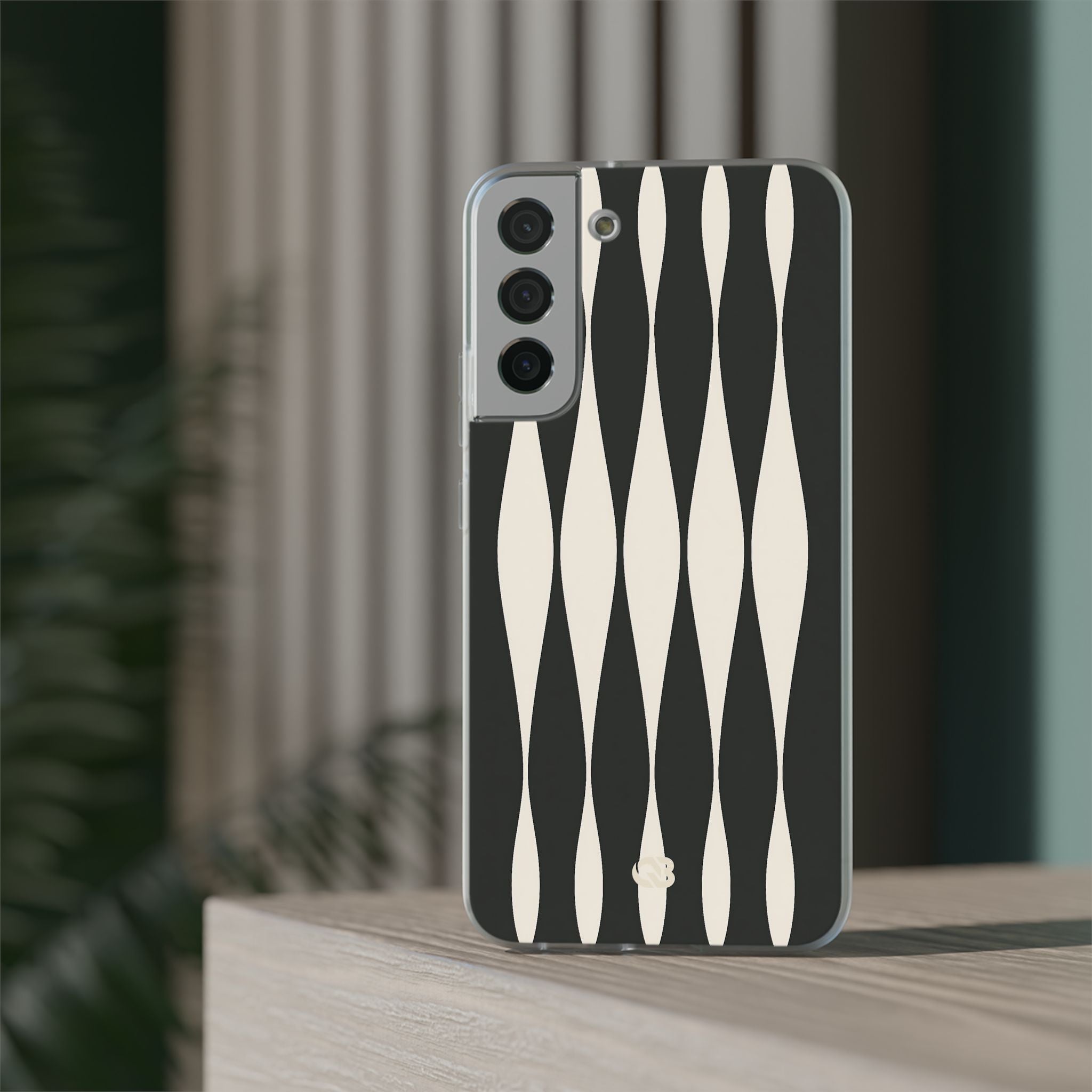 Black Lite Phone Case for Samsung - Ivory Spindle Grid