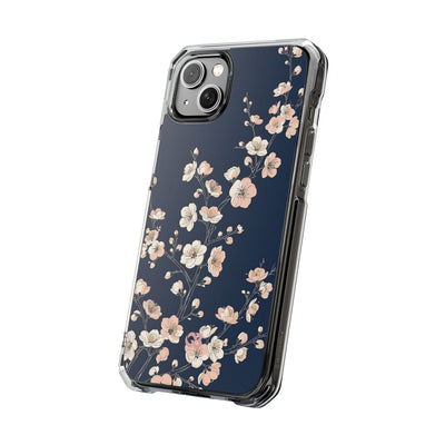 Blue Impact MagSafe Phone Case for iPhone - Midnight Peach Sakura