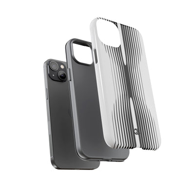 White Tough Phone Case for iPhone - Kinetic Mono Distortion