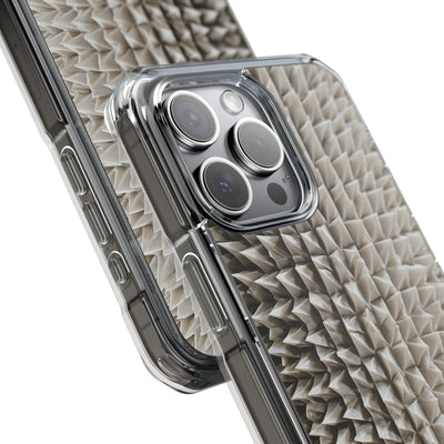 Beige Impact MagSafe Phone Case for iPhone - Bone Spiked Grid