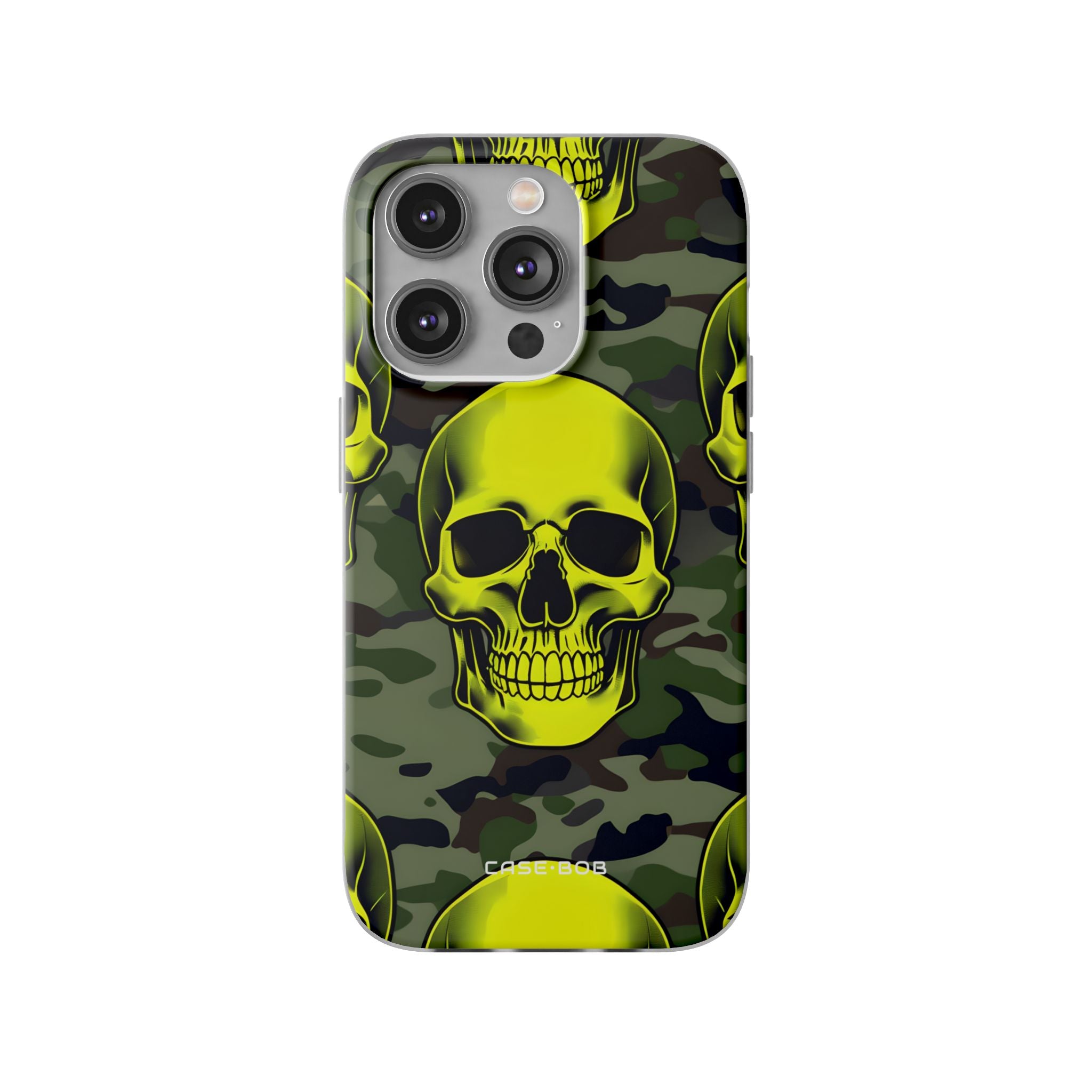 Neon Skull Camo iPhone 14 Pro Case - Soft