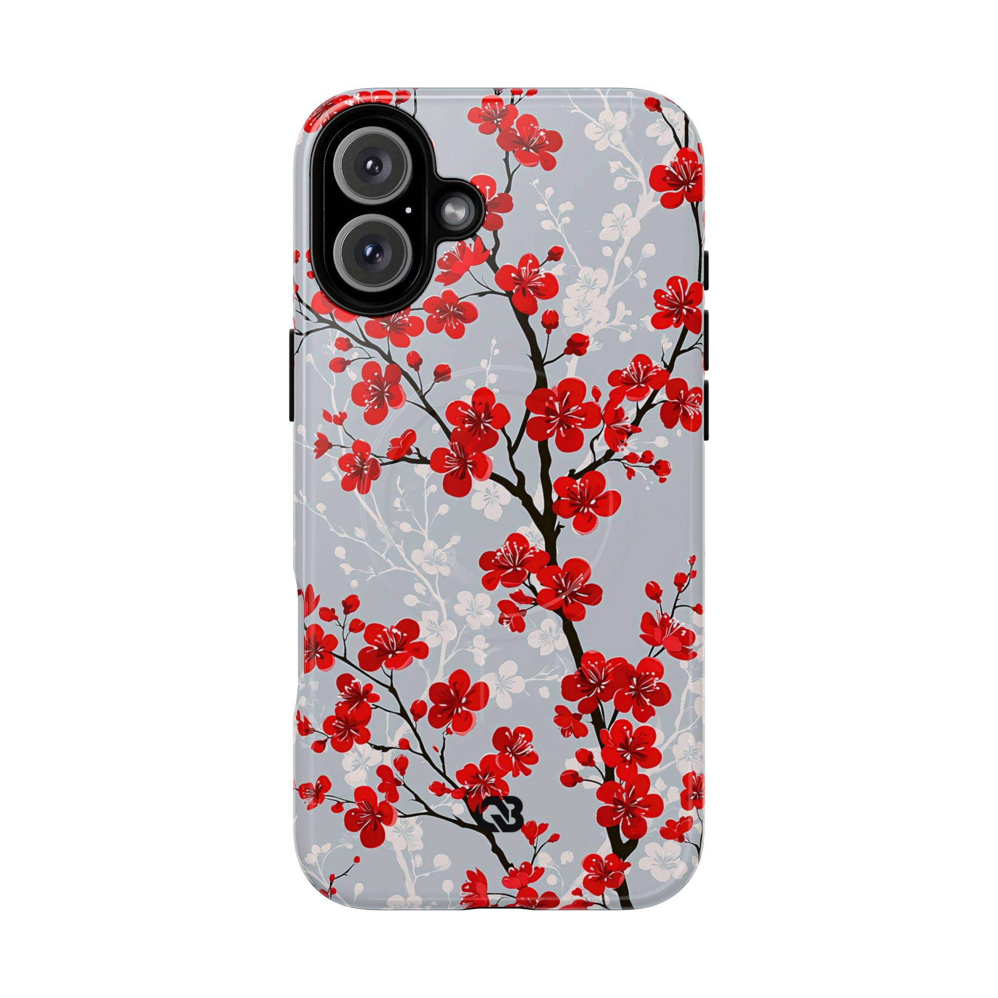 Grey Tough 2.0 Magsafe Phone Case for iPhone - Crimson Sakura Slate