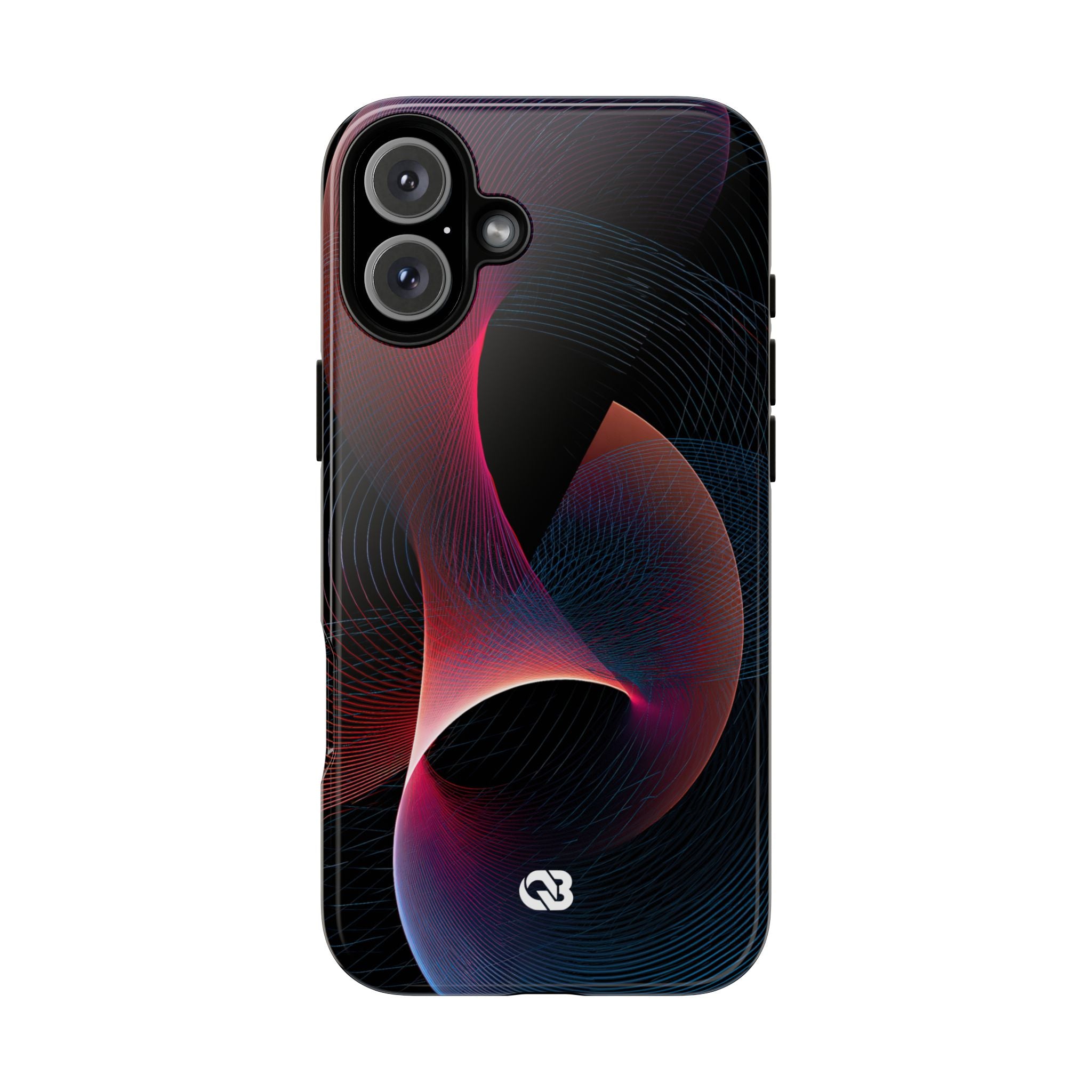 Black Tough Phone Case for iPhone - Cobalt Crimson Flux