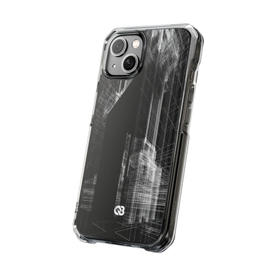 Black Impact MagSafe Phone Case for iPhone - Ghost Urban Wireframe