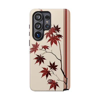 Red Tough Phone Case for Samsung - Crimson Momiji Stripe