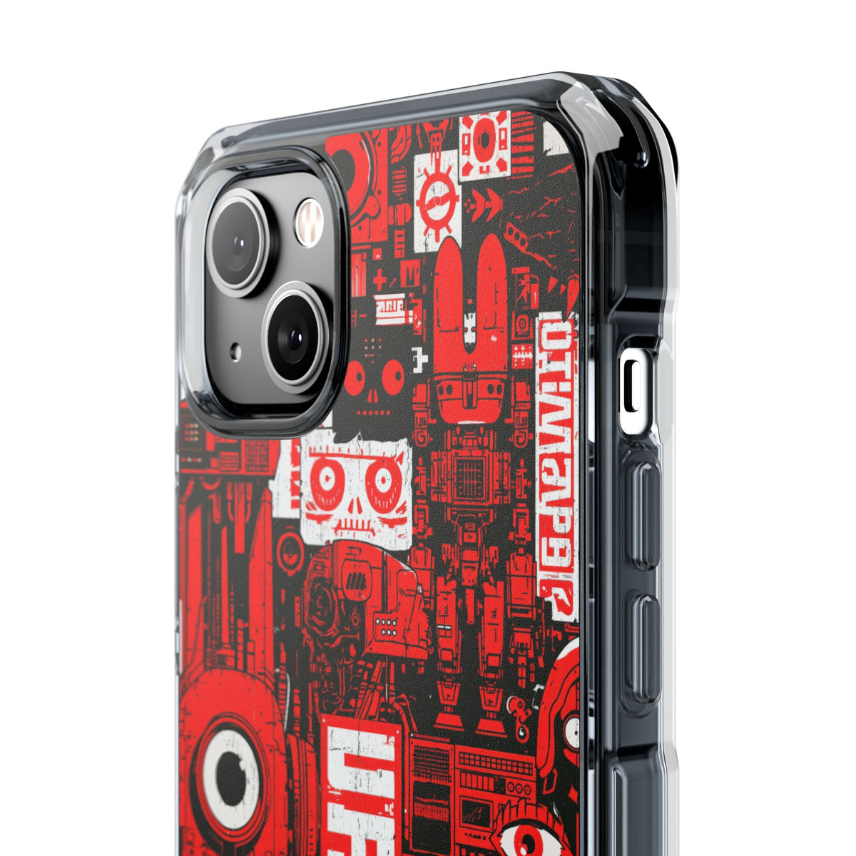 Neo Mecha Collage · Clear Impact Magnetic Phone Case for iPhone · Red