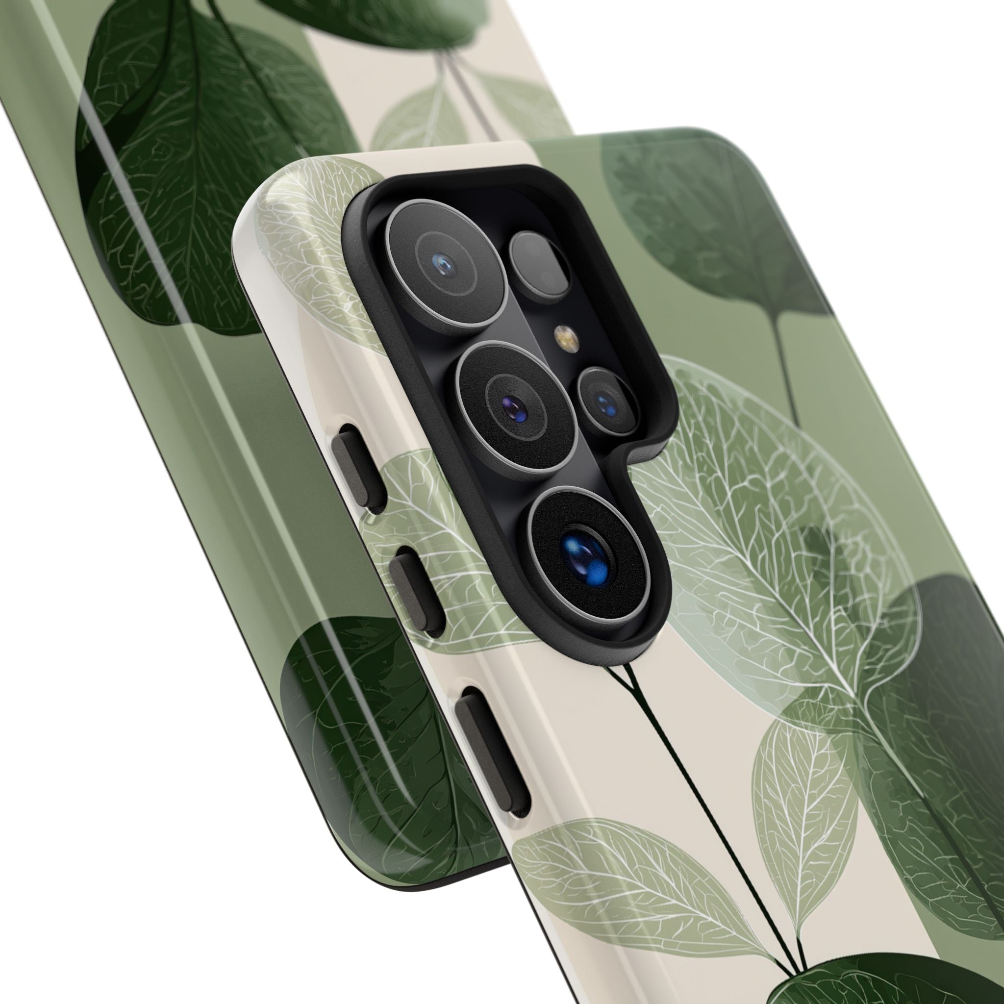 Green Tough Phone Case for Samsung - Sage Leaf Skeletals