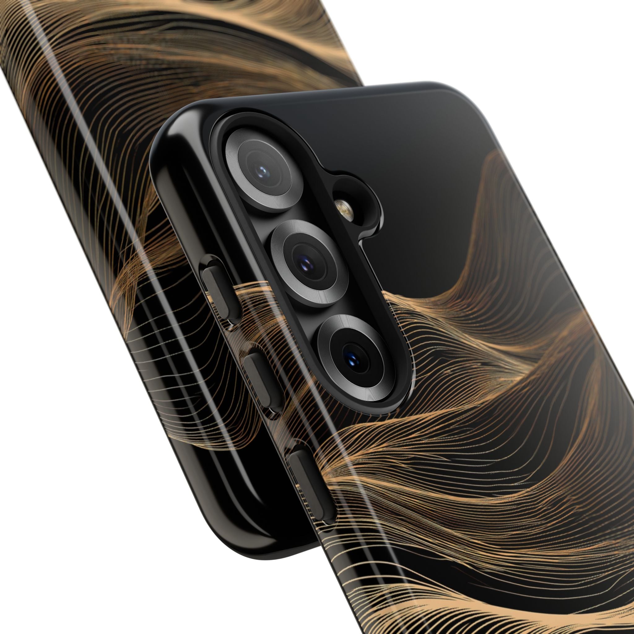 Black Tough Phone Case for Samsung - Copper Topo Ridge