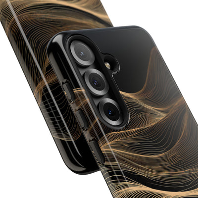 Black Tough Phone Case for Samsung - Copper Topo Ridge