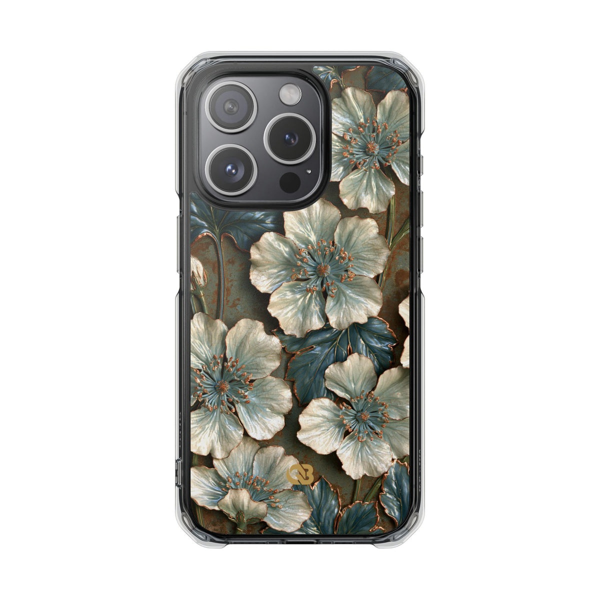 Gilded Blossom Reverie · Clear Impact Magnetic Phone Case for iPhone · Teal