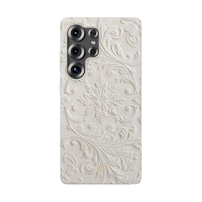 White Lite Phone Case for Samsung - Alabaster Floral Relief