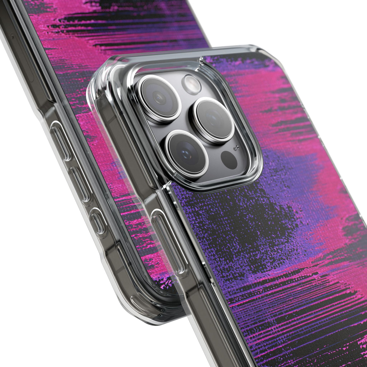 Neon Signal Shift · Clear Impact Magnetic Phone Case for iPhone · Purple