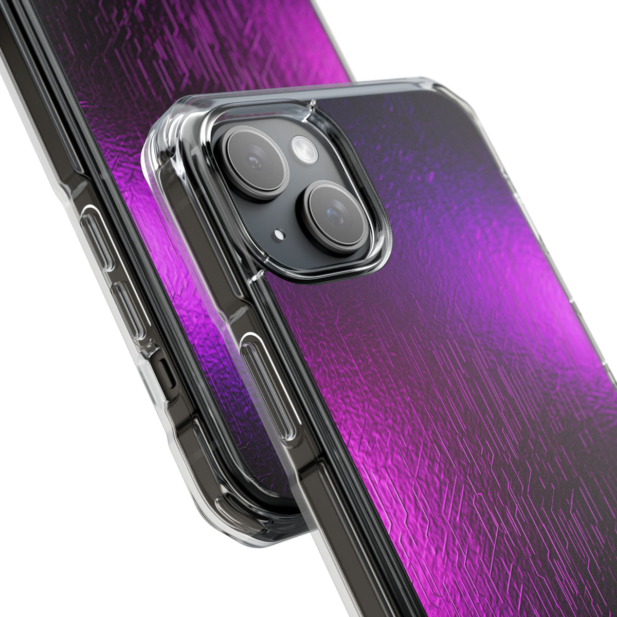 Violet Cyber Circuit · Clear Impact Magnetic Phone Case for iPhone · Purple