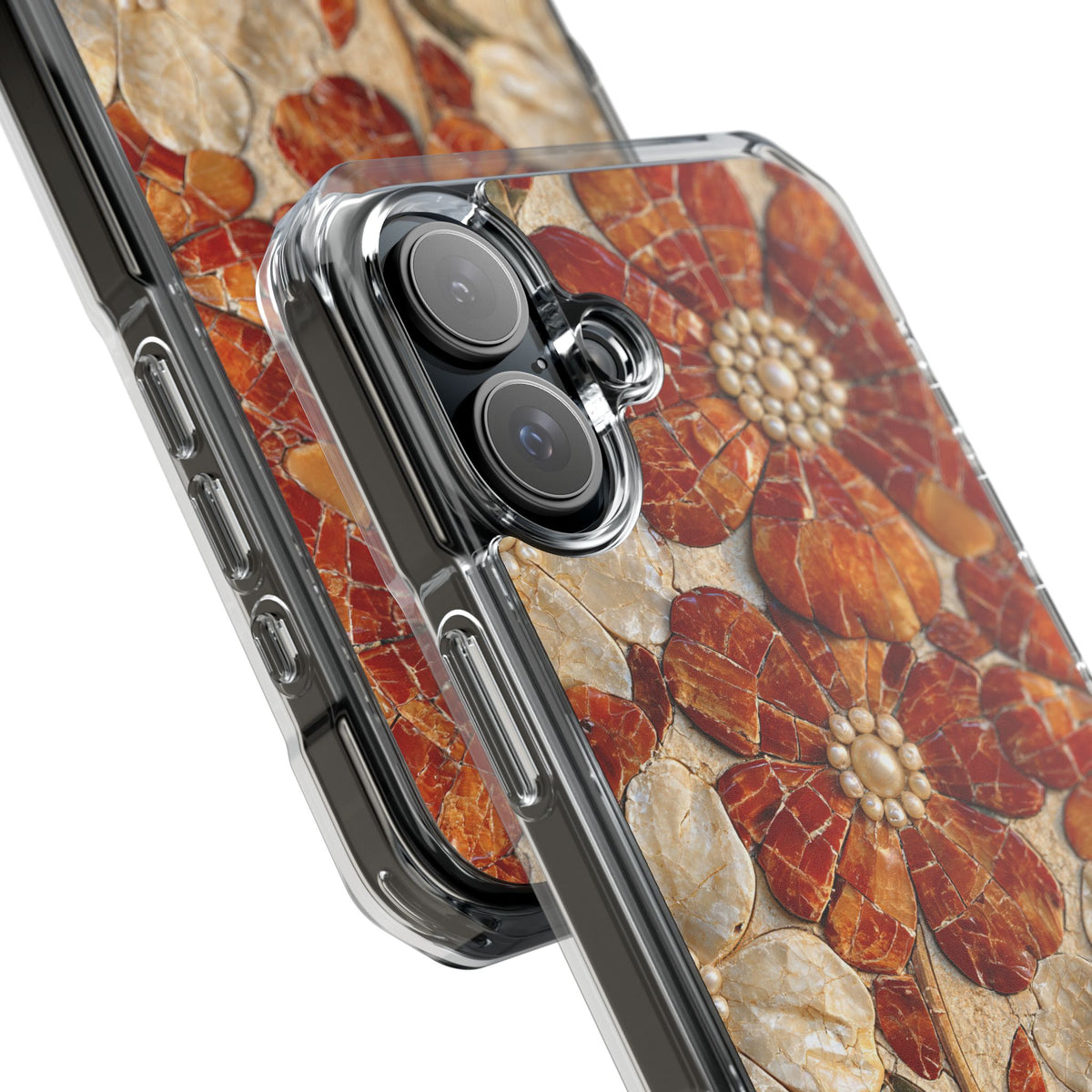 Carnelian Pearl Bloom · Clear Impact Magnetic Phone Case for iPhone · Orange