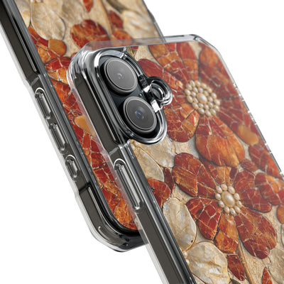 Carnelian Pearl Bloom · Clear Impact Magnetic Phone Case for iPhone · Orange