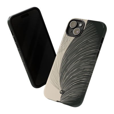 Beige Tough Phone Case for iPhone - Obsidian Cream Plume