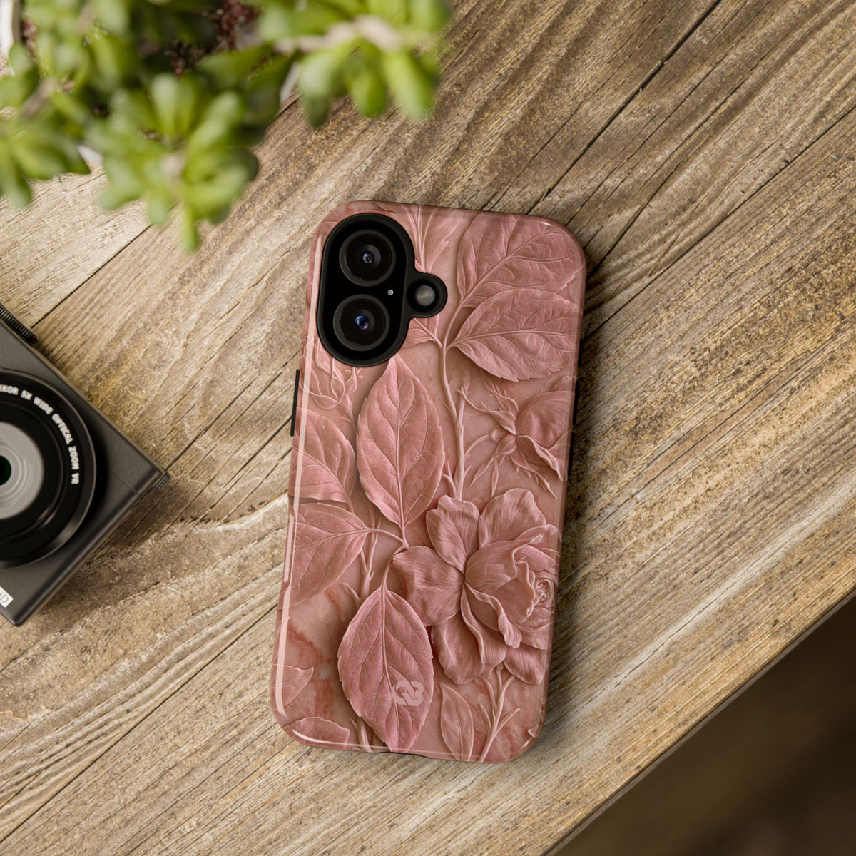 Blush Rose Relief · Tough Phone Case for iPhone · Pink