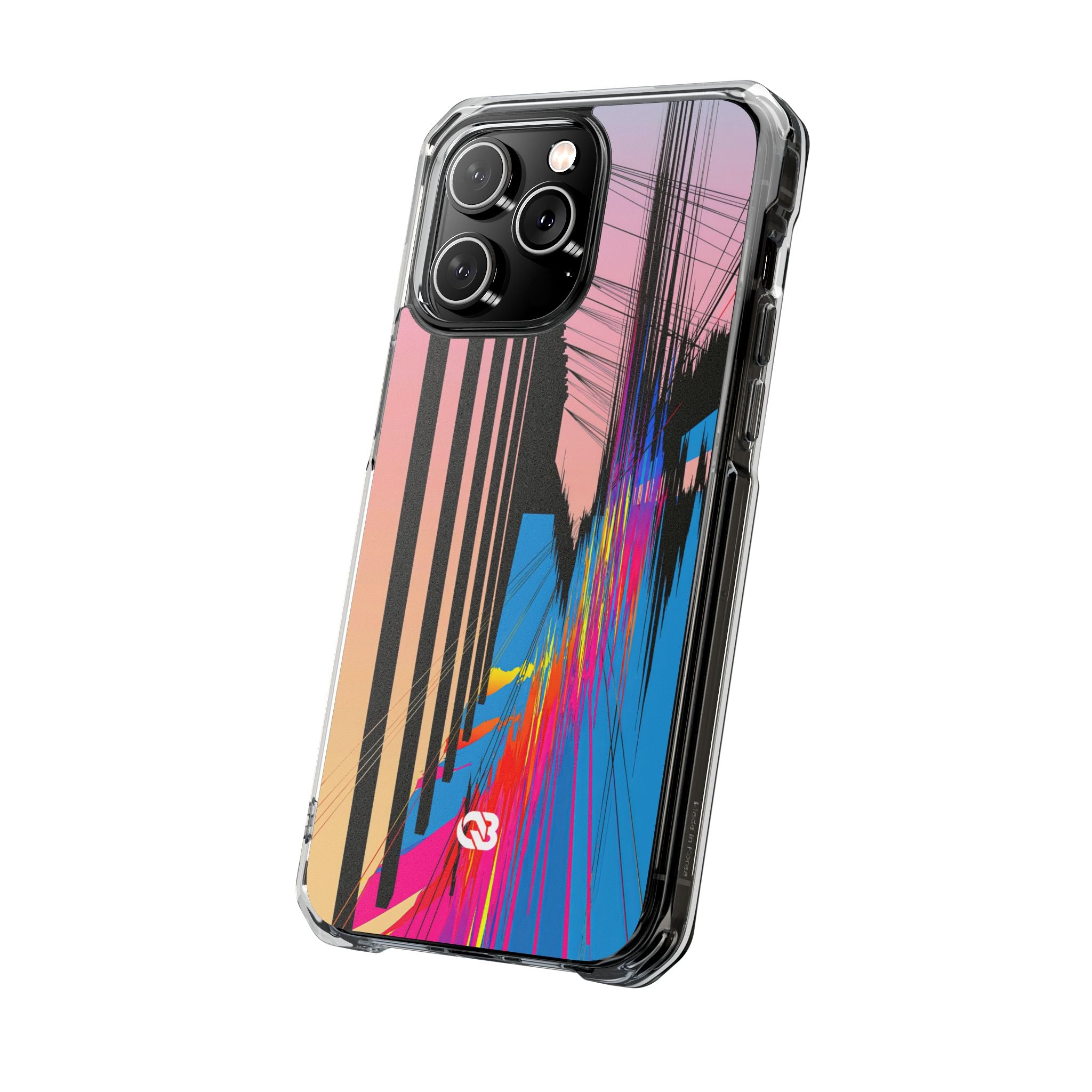 Blue Impact MagSafe Phone Case for iPhone - Fractured Data Skyline