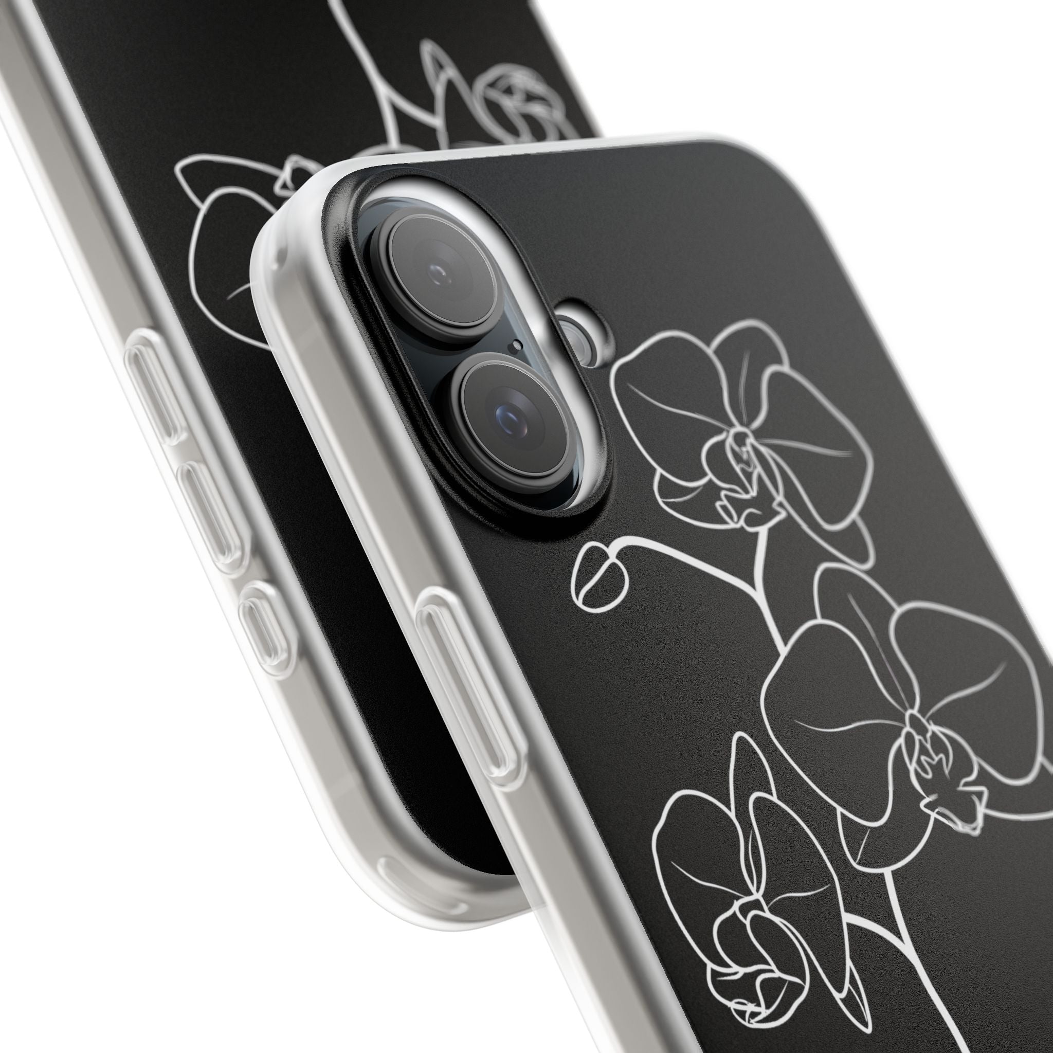 Black Lite Phone Case for iPhone - Noir Alabaster Orchid