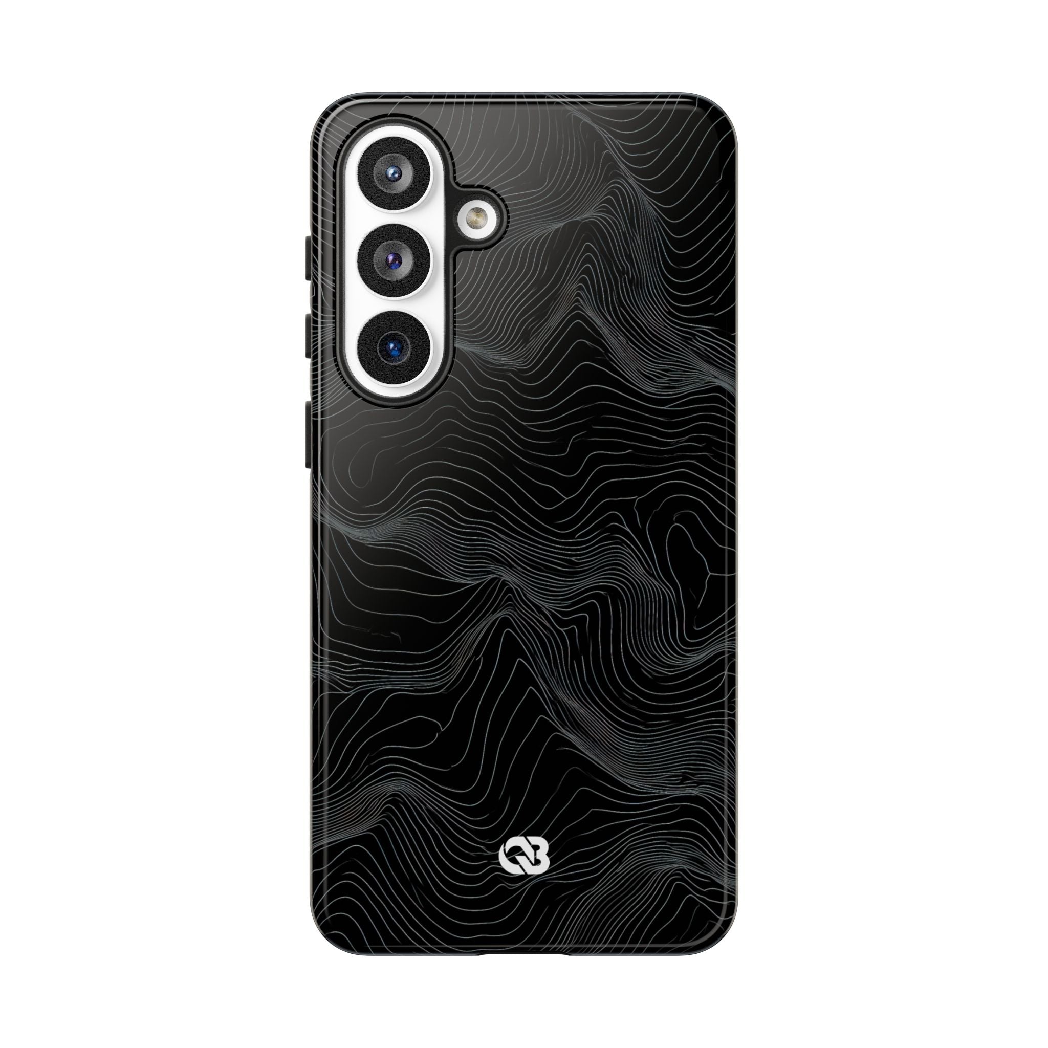 Black Tough Phone Case for Samsung - Obsidian Topo Wireframe