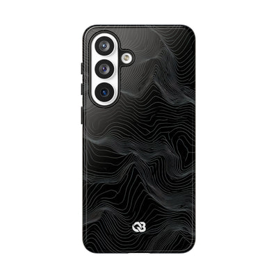 Black Tough Phone Case for Samsung - Obsidian Topo Wireframe
