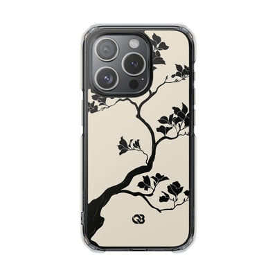 Beige Impact MagSafe Phone Case for iPhone - Obsidian Bonsai Silhouette