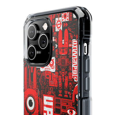 Neo Mecha Collage · Clear Impact Magnetic Phone Case for iPhone · Red