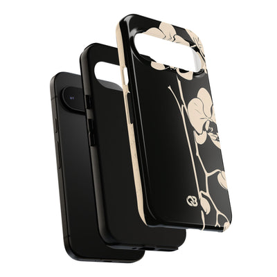 Black Tough Phone Case for Google Pixel - Obsidian Bone Orchid