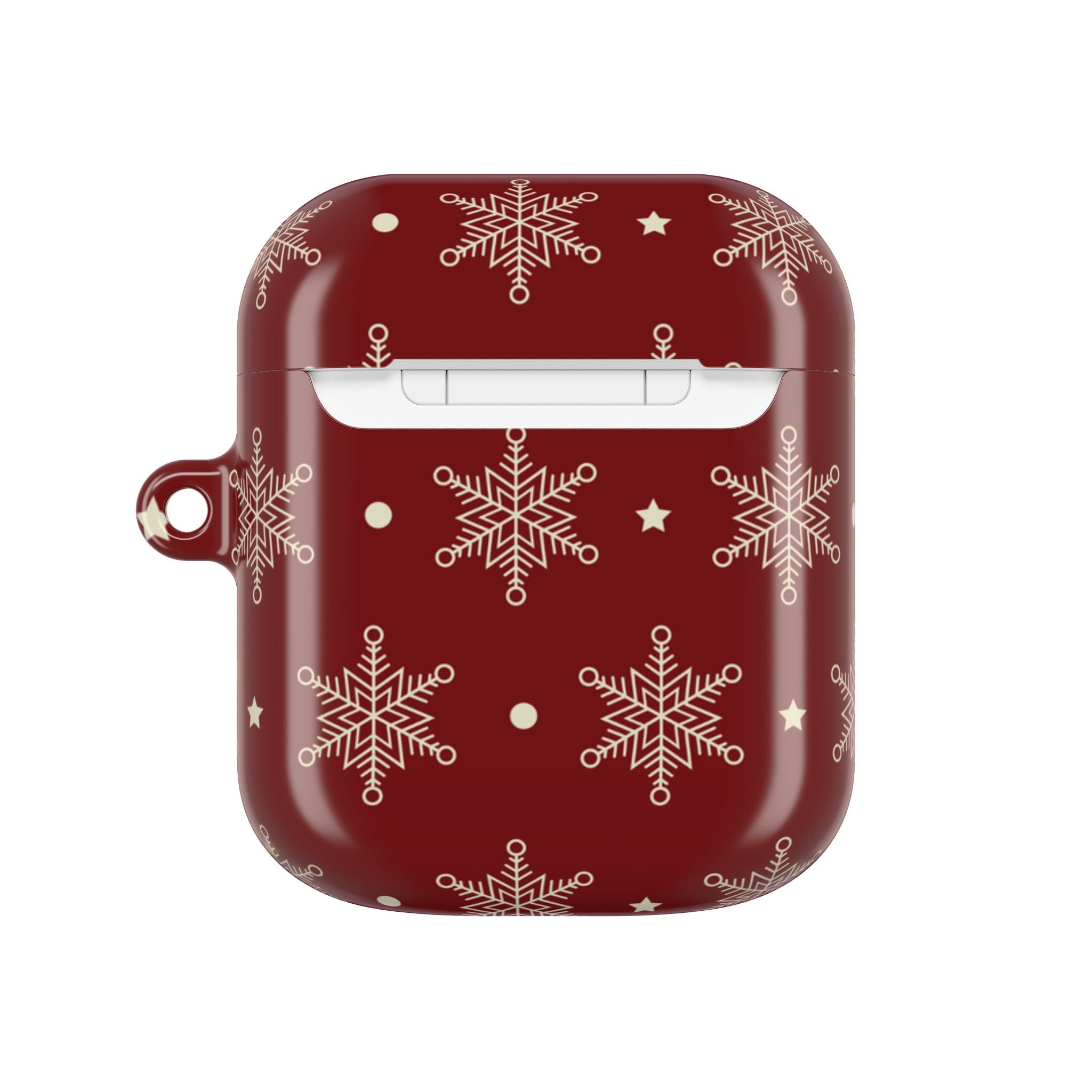 Cream Snowflakes Crimson - AirPods Case