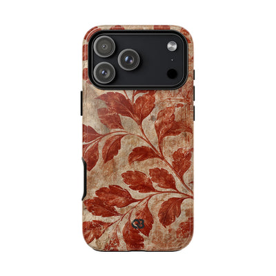 Terracotta Botanical Fresco · Tough Phone Case for iPhone · Red