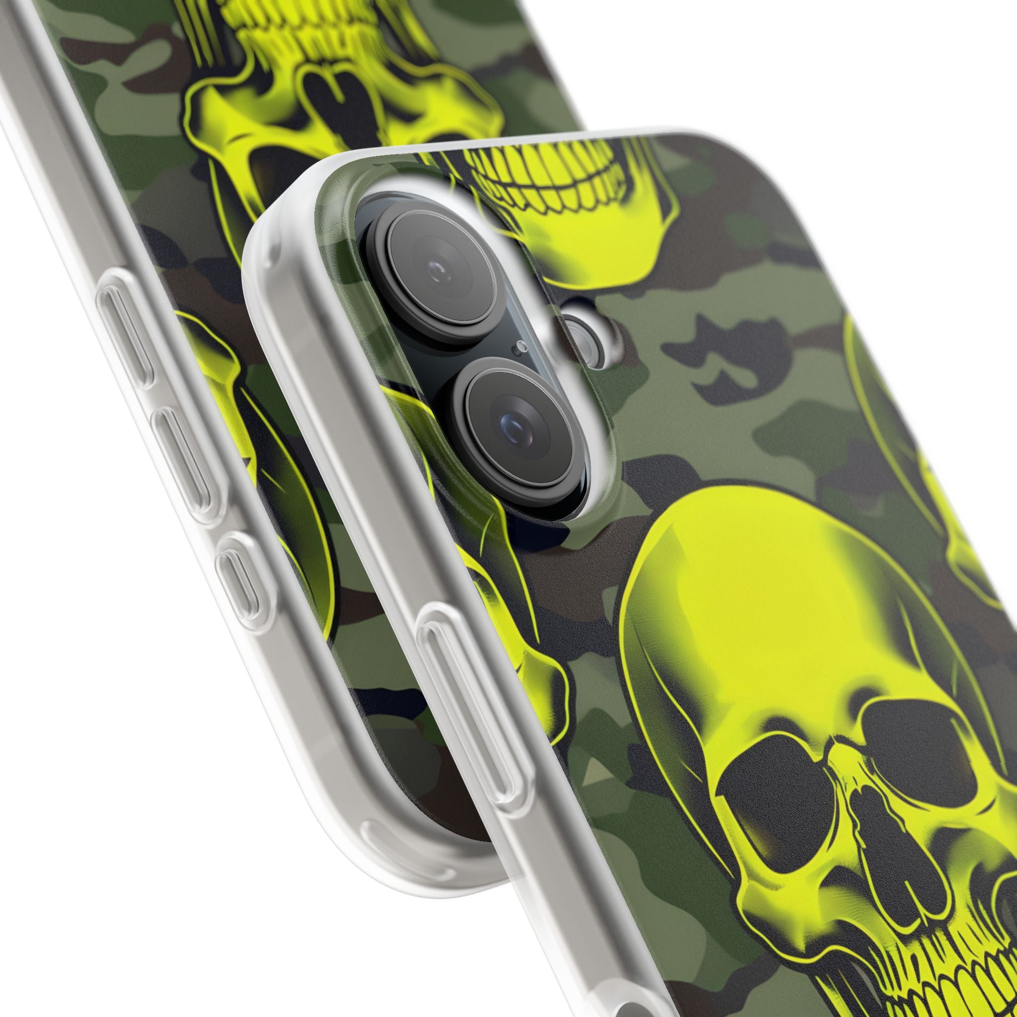Neon Skull Camo iPhone 16 Case - Soft