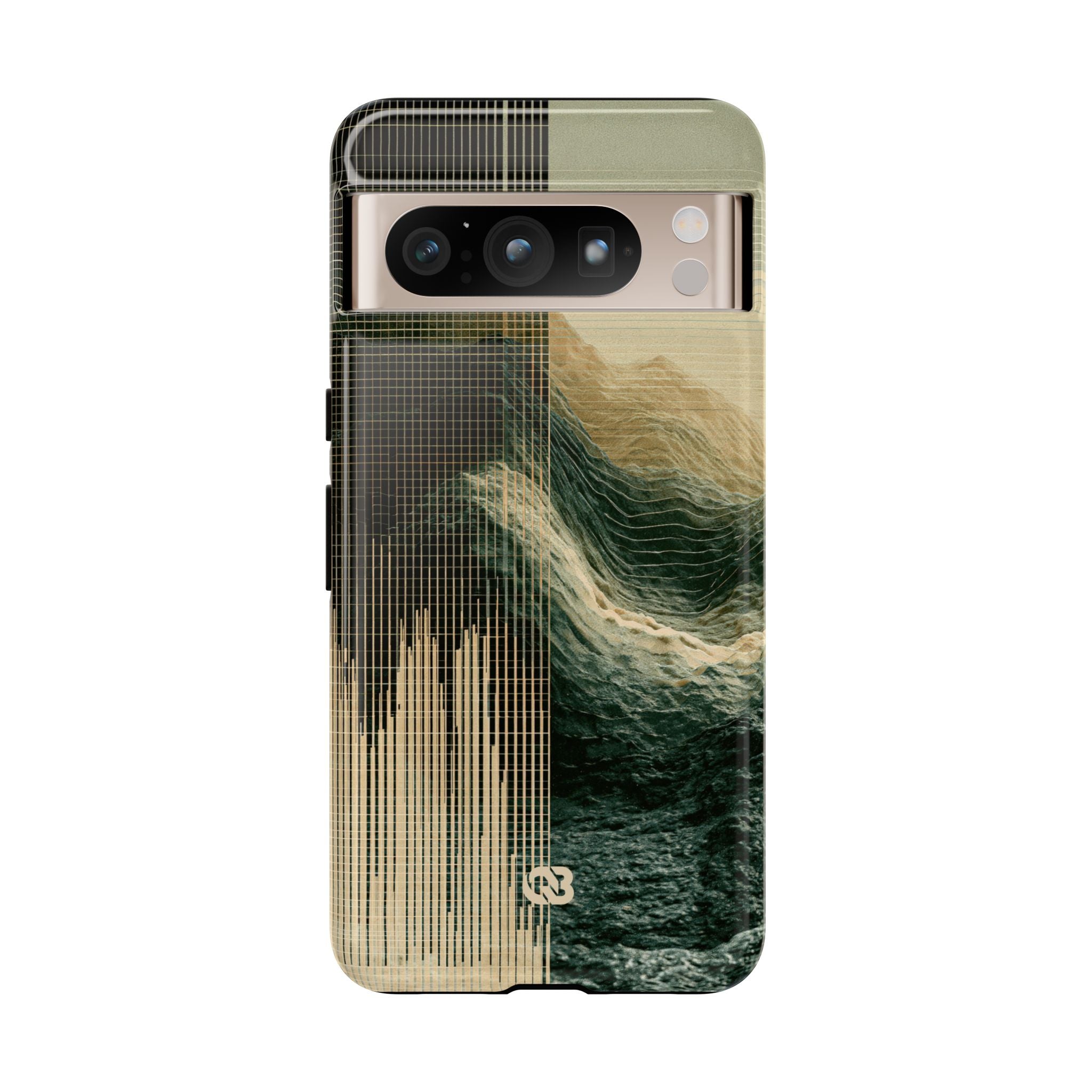 Beige Tough Phone Case for Google Pixel - Veridian Data Ridge