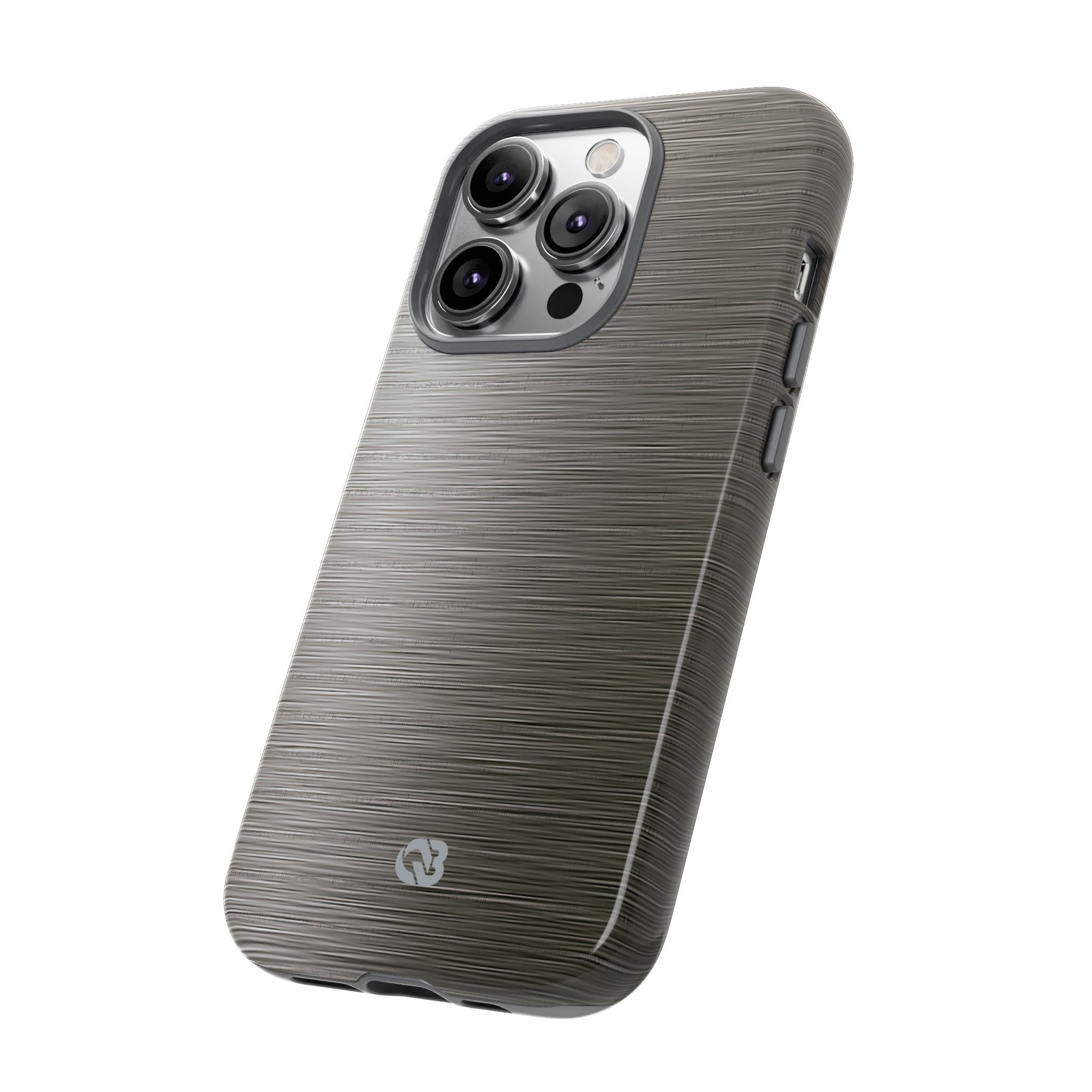 Grey Tough Phone Case for iPhone - Brushed Industrial Steel