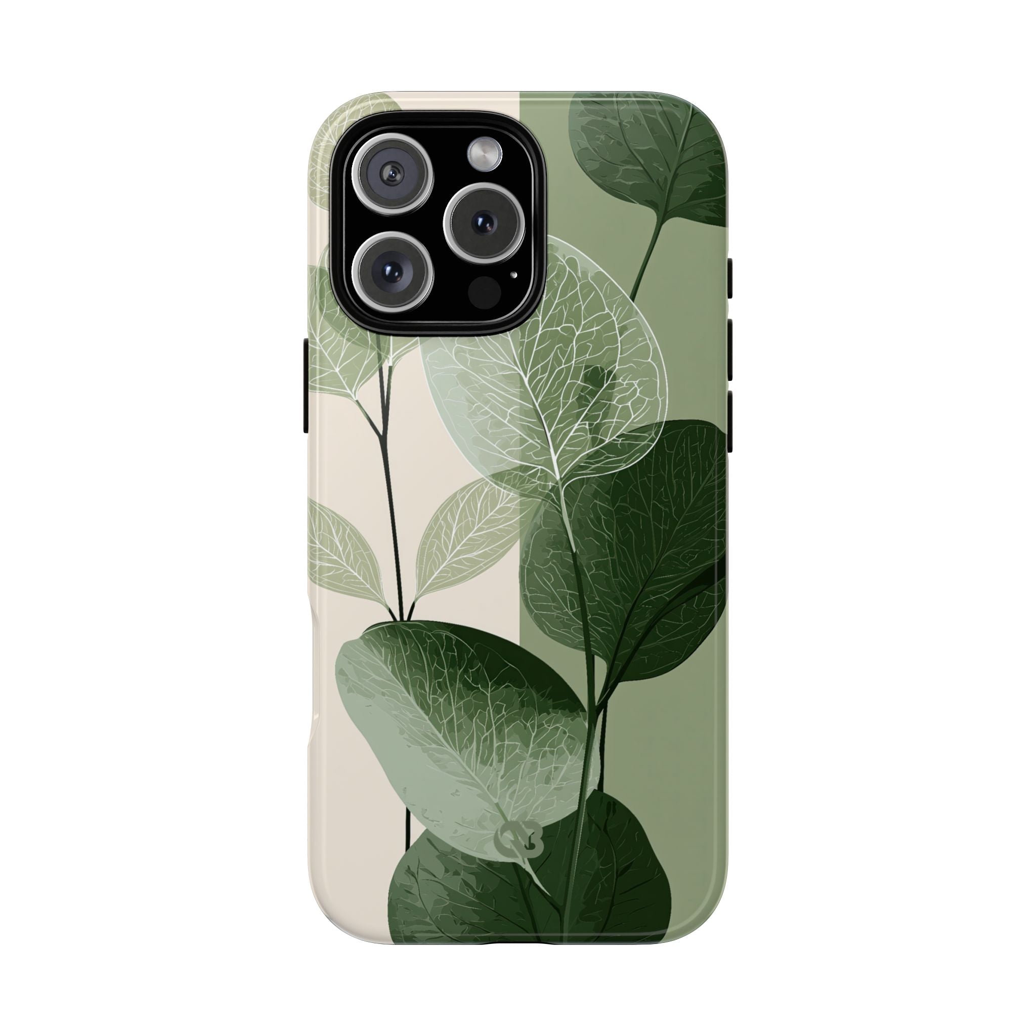 Green Tough Phone Case for iPhone - Sage Leaf Skeletals
