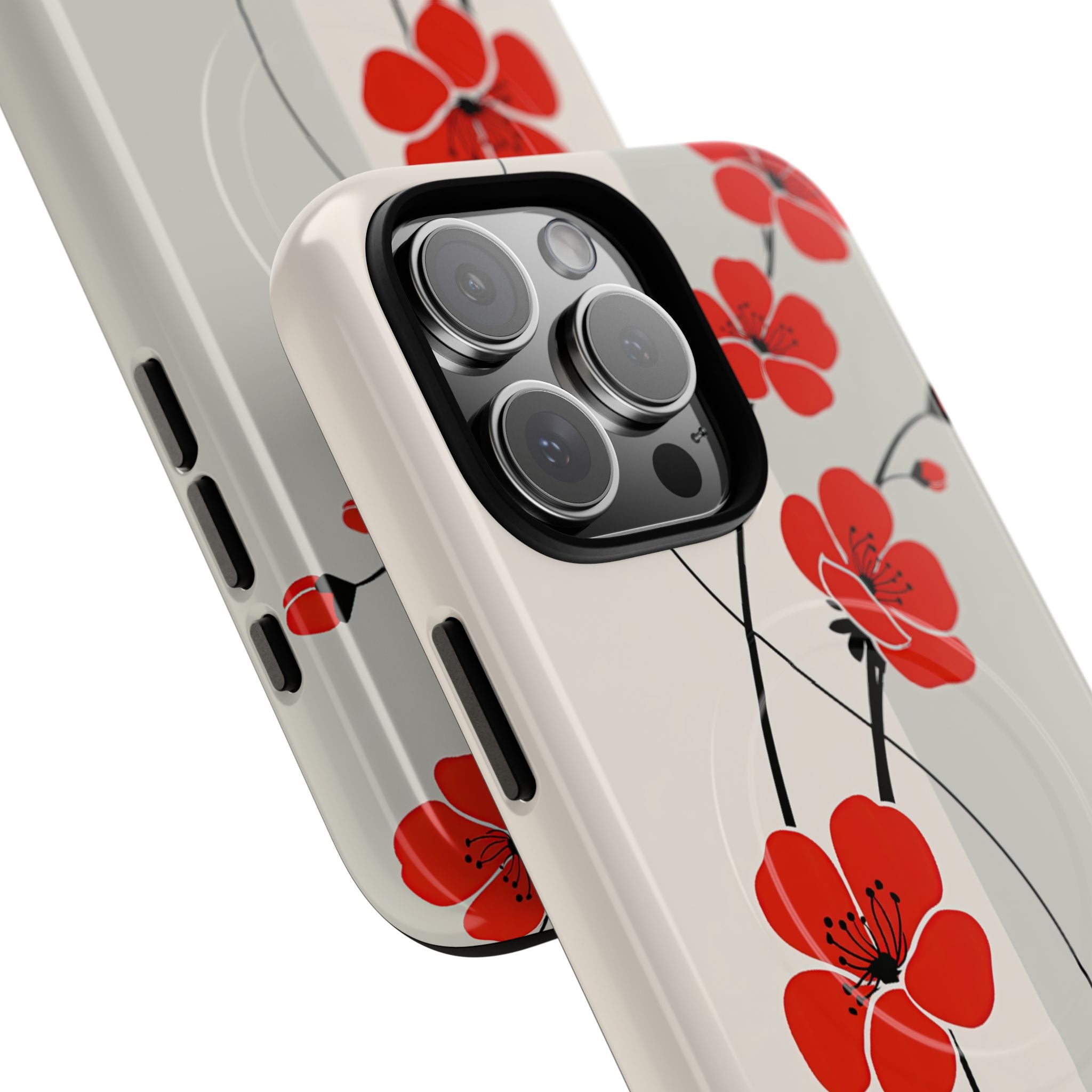 Red Tough 2.0 Magsafe Phone Case for iPhone - Crimson Plum Ink