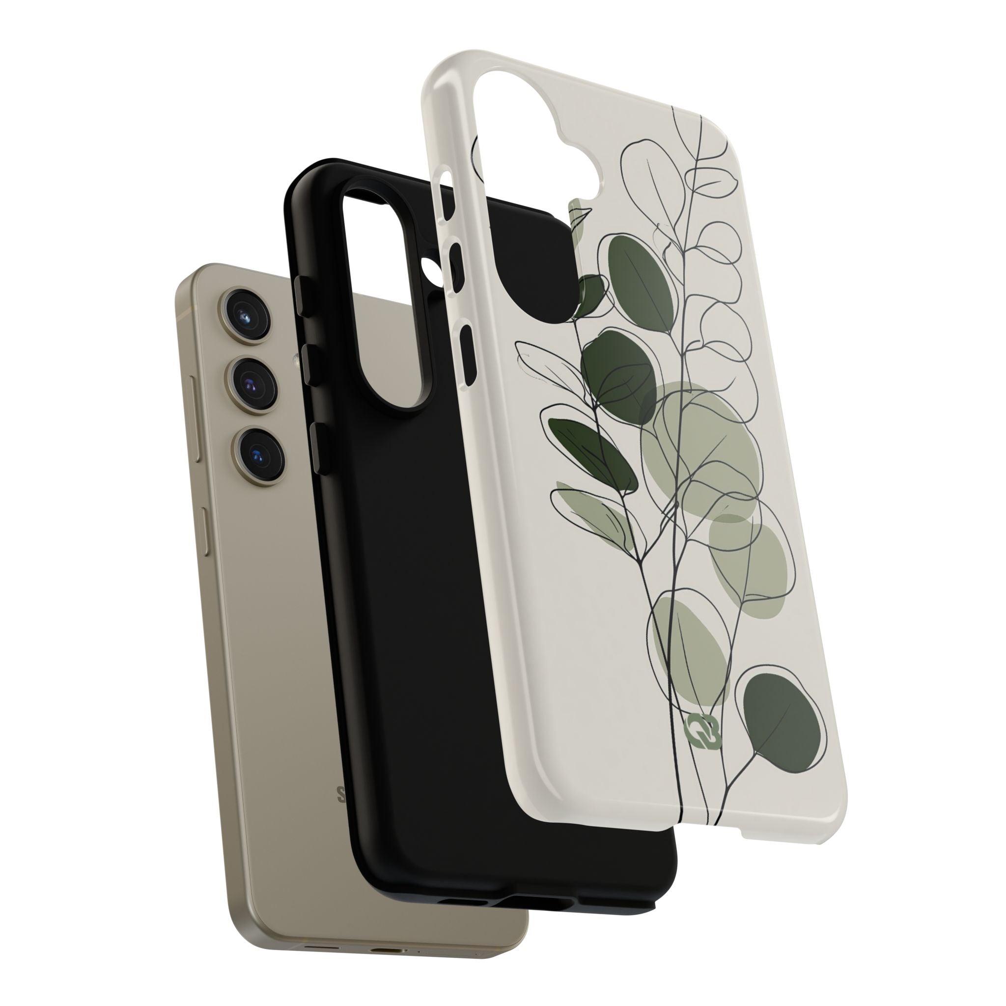 Green Tough Phone Case for Samsung - Muted Eucalyptus Sketch