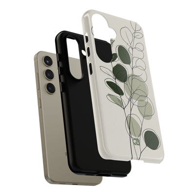 Green Tough Phone Case for Samsung - Muted Eucalyptus Sketch