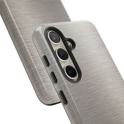 Grey Tough Phone Case for Samsung - Brushed Nickel Linen