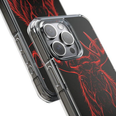 Nordic Moose Contour · Clear Impact Magnetic Phone Case for iPhone ·  Red