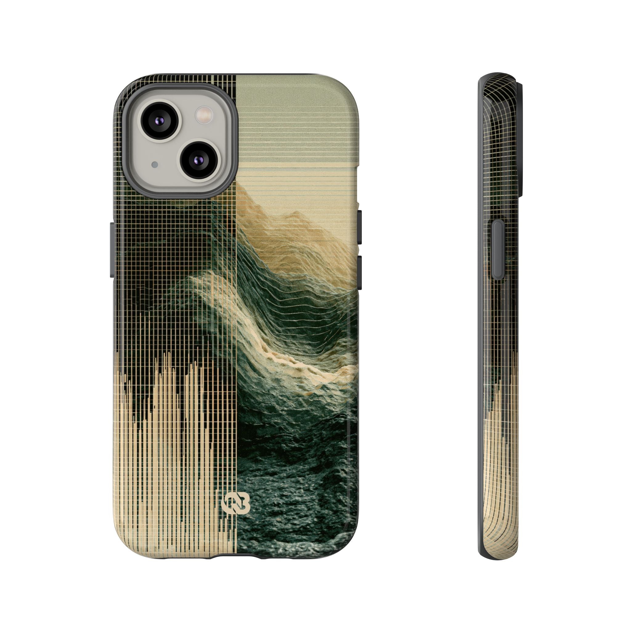 Beige Tough Phone Case for iPhone - Veridian Data Ridge