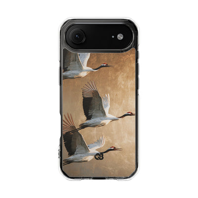 Golden Crane Flight · Clear Impact Magnetic Phone Case for iPhone · Gold