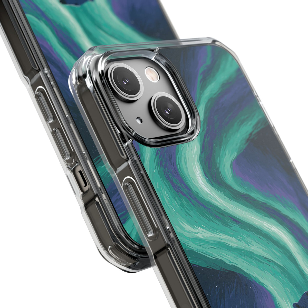 Arctic Aurora Bear · Clear Impact Magnetic Phone Case for iPhone · Teal