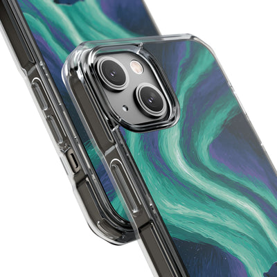 Arctic Aurora Bear · Clear Impact Magnetic Phone Case for iPhone · Teal