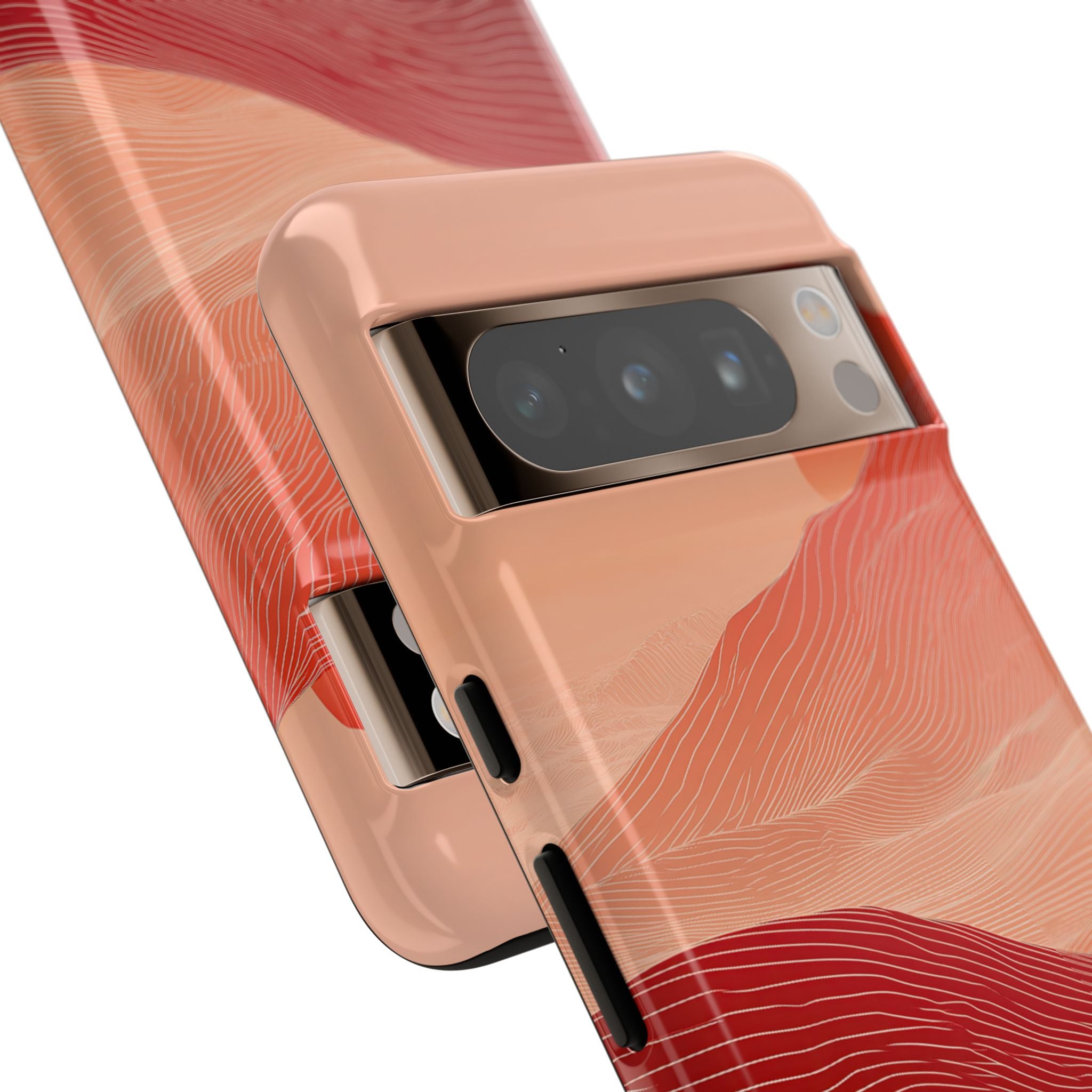 Red Tough Phone Case for Google Pixel - Crimson Ridge Lines