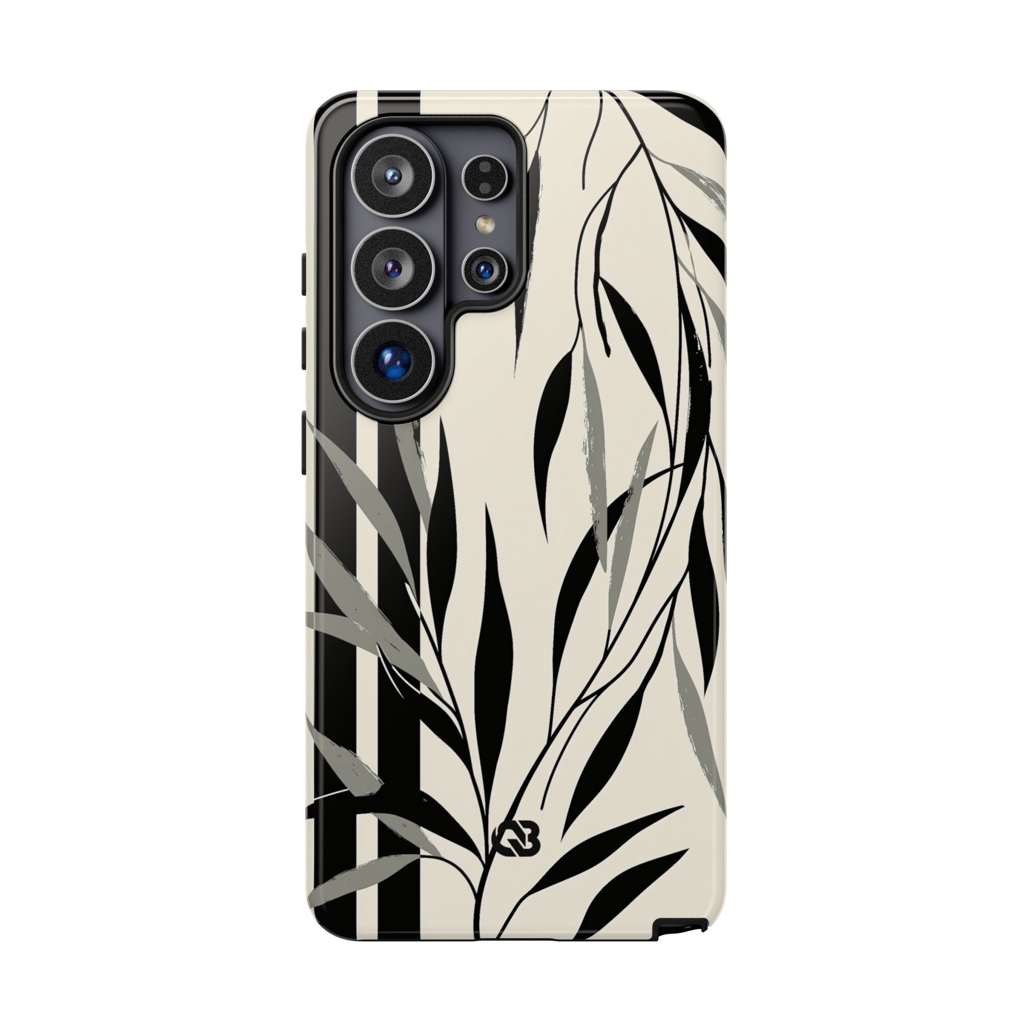 Beige Tough Phone Case for Samsung - Soot Leaf Sketch